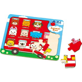 木製パズル アニマルバス キッズ 木のおもちゃ 子供 知育玩具 パズル おもちゃ 室内