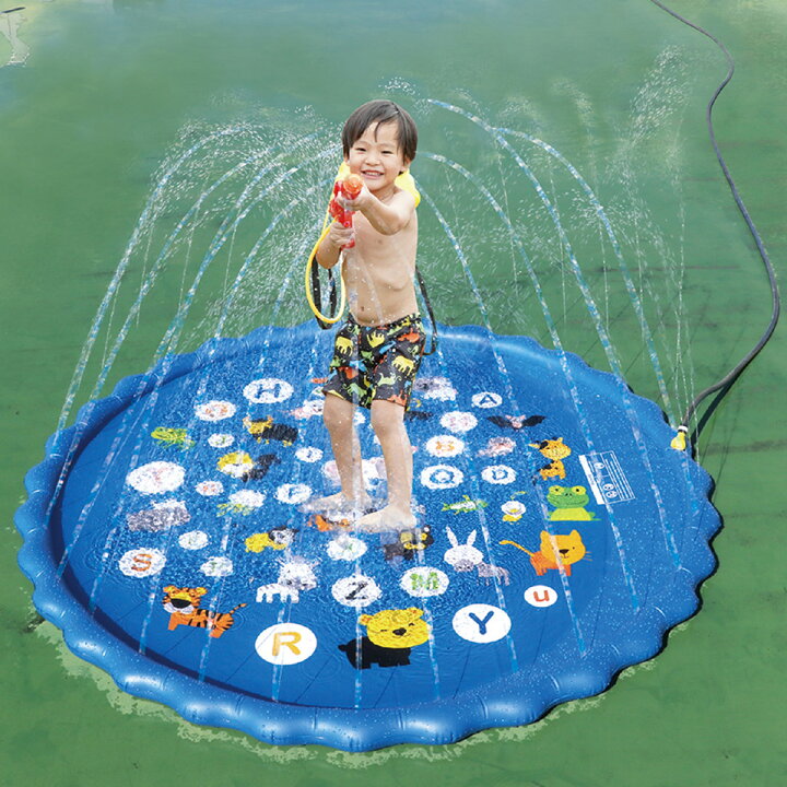 楽天市場 水遊び 幼児 子供 スプラッシュプレイマット 噴水 家庭用 夏 暑さ対策 170cm おもちゃ ホースに繋ぐだけ 庭 シャワー 遊具 外遊び ビニールプール 噴水マット プール 大きい プレイマット ウォーター 子供用 親子遊び 芝生遊び 庭 ルーペスタジオ