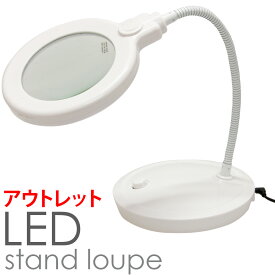 LEDライト付き スタンドルーペ 2倍 100mm デスクルーペ 家庭用電源 USB 乾電池 3way ルーペ 手芸 読書 模型 拡大鏡 虫眼鏡 卓上 スタンド おしゃれ アウトレット