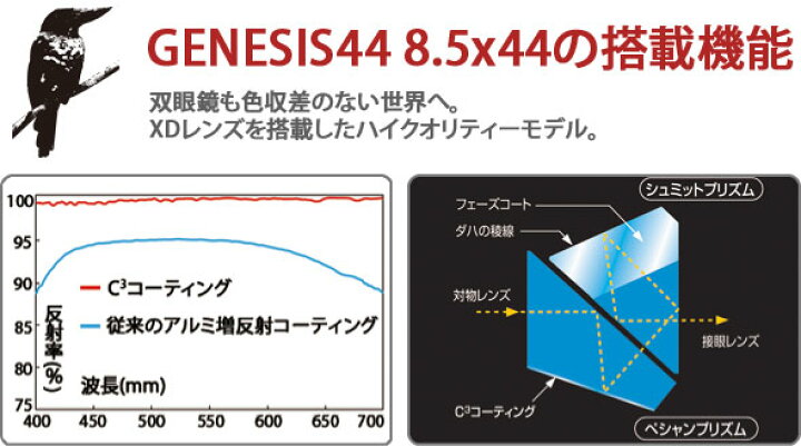 双眼鏡 Kowa ダハプリズム式 8.5倍44口径 GENESIS 8.5x44 PROMINAR