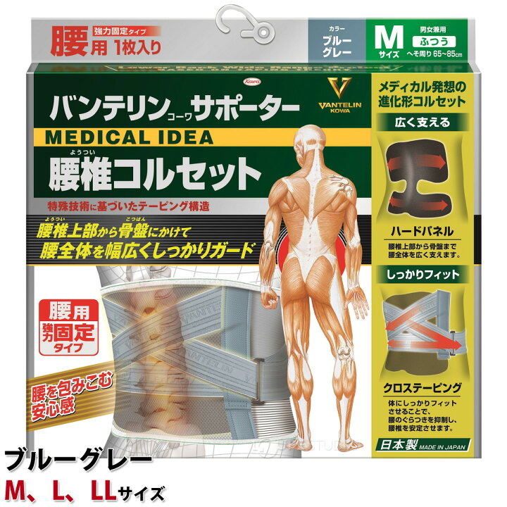 楽天市場 バンテリン 腰 腰椎コルセット 腰痛 サポーター ブラック ブルーグレー コーワ 骨盤 腰痛ベルト 父の日 ルーペスタジオ