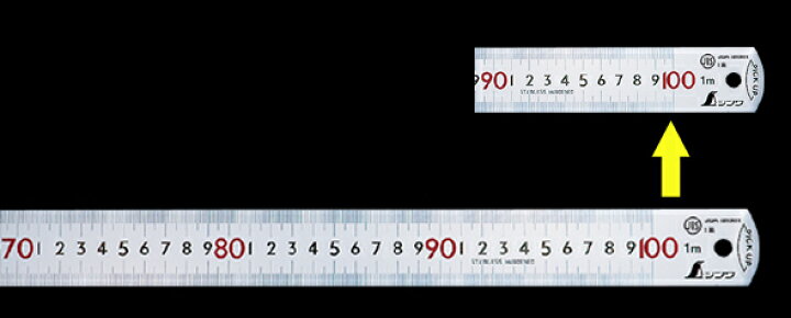 楽天市場】ピックアップスケール シルバー1m cm表示上下1mmピッチ赤数字入JIS 13140 測定 工具 直尺 定規 DIY さし シンワ測定 :  ルーペスタジオ