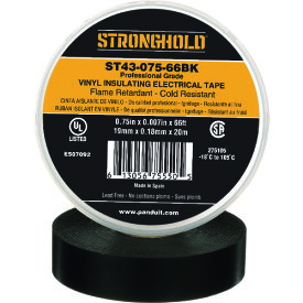 ストロングホールド StrongHoldビニールテープ 耐熱・耐寒・難燃 プロ仕様グレード 黒 幅19.1mm 長さ20m ST43-075-66BK [ST43-075-66BK] ST4307566BK 販売単位：1