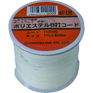 �܂��� �|���G�X�e��8�ŃR�[�h(�c����) 1mm×50m �� �{�r���� [PET-8CORD-1-50WH] PET8CORD150WH �̔��P�ʁF1