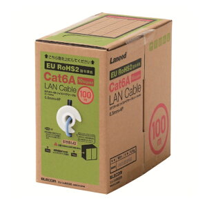 ELECOM LAN�P�[�u�� CAT6A�Ή� RoHS �R�l�N�^���� �P�� �����b�N�X 100m �u���[ [LD-GPAL/BU100RS] LDGPALBU100RS �̔��P�ʁF1 ��������