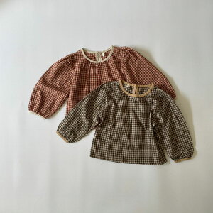 xr[ LbY ̎q j̎q  m[J[ gbvX gingham check gauze tops MK`FbN `FbN K[[ pCsO Rbg  l  80cm 90cm 100cm 110cm 120cm 130cm C|[g CO A
