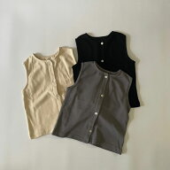 ＼10%OFFセール／ ベビー キッズ ベスト shell button vest コットン リブ 女の子 男の子 ユニセックス …