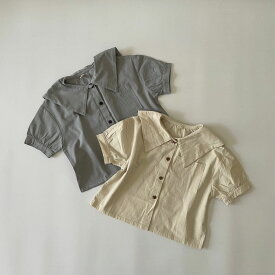 キッズ 女の子 男の子 半袖 シャツ sailor collar shirts ブラウス セーラー カラー 襟 刺繍 コットン 可愛い 80cm 90cm 100cm 110cm 120cm 130cm インポート 海外 輸入 子供服 春 夏 秋 送料無料