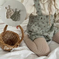 キッズ ベビー 女の子 サスペンダー パンツ flower salopette pants サロペット ショートパンツ 花柄 赤…