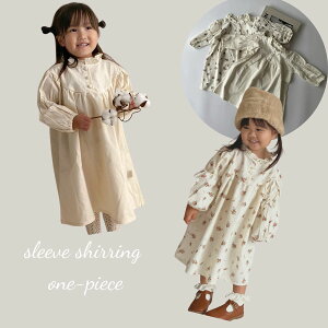 _10%OFFZ[^ LbY xr[ ̎q  s[X sleeve shirring op onepiece t ݃{^ V[O ԕ  Rbg Be[W  ؍  NVbN 70cm 73cm 80cm 90cm 10