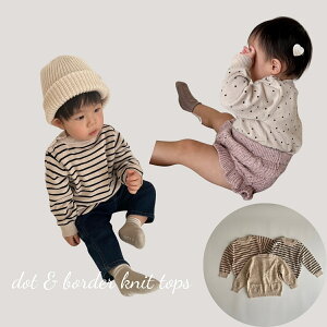LbY xr[ ̎q j̎q gbvX_dot & border knit tops jbg Jbg\[ {[_[ hbg Rbg  60cm 66cm 70cm 73cm 80cm 90cm 100cm C|[g CO A_q t H ~ 