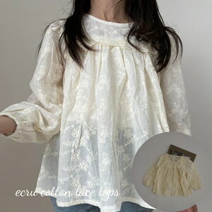 LbY ̎q gbvX uEX ecru cotton lace tops hJ[X  [X Rbg  90cm 100cm 110cm 120cm 130cm 140cm C|[g CO A q t  H 