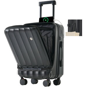 スーツケース sサイズ フロントオープン 機内持込み キャリーケース 2泊3日 キャリーバッグ 前開き USBポート PC収納 フック付き 超軽量 ストッパー付き TSAローク搭載 旅行 出張 suitcase