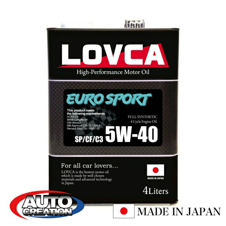 楽天市場】エンジンオイル □ LOVCA EURO-SPORT 5W-40 4L SP /C3 車 