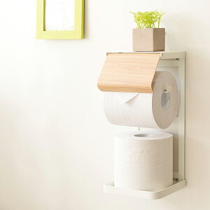 トイレットペーパーホルダー 完成品 トイレットペーパーホルダー 2色対応 トイレットペーパー 縦型タイプ 収納 ストッカー トイレ 収納 棚 サニタリー トイレ収納 スチール 北欧 木製 スリ