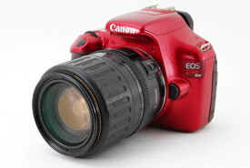 【中古】キヤノン Canon EOS Kiss X50 レッド 高倍率ズームレンズセット 美品 SDカードストラップ付き