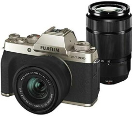 【中古】FUJIFILM ミラーレス一眼カメラ X-T200ダブルズームレンズキット シャンパンゴールド X-T200WZLK-G