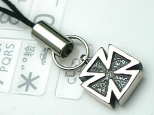 シルバーアクセサリー アイアンクロスの携帯ストラップ 鉄十字 十字架