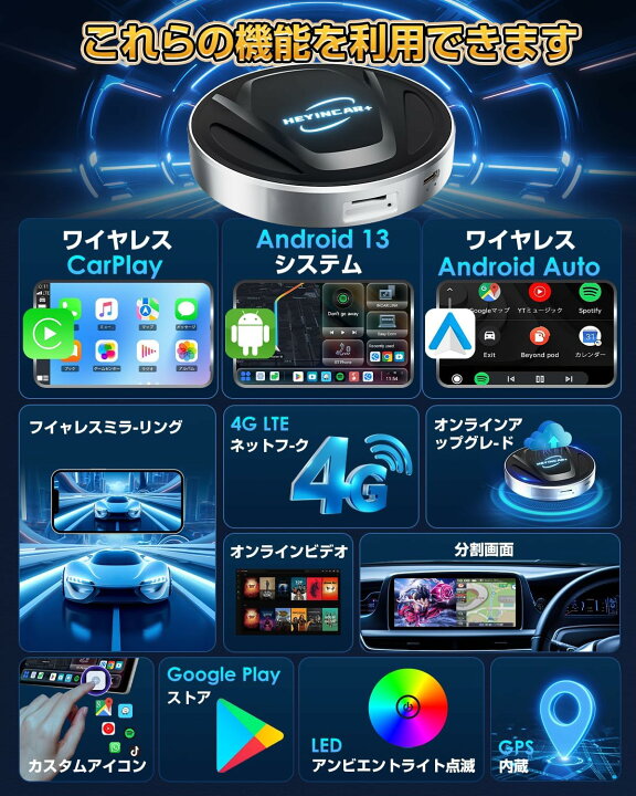 楽天市場】【最新Android13&期間限定3000円割引】 HEYINCAR+ CarPlay 