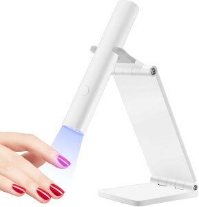 UV ネイルライト 、3W ペン型 ジェルネイルライトスタンド付き 、UV LEDライト ネイル レジン用 ライトプロ用 ミニ硬化ライト 全ジェル対応 2階段タイマー 充電式手足両用