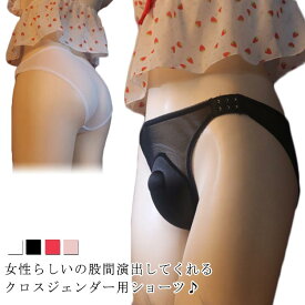 女装用 パンツ ショーツ 浅履き 筋入りショーツ レース 下着 セクシー ジェンダーレス パッド入り 男性用下着