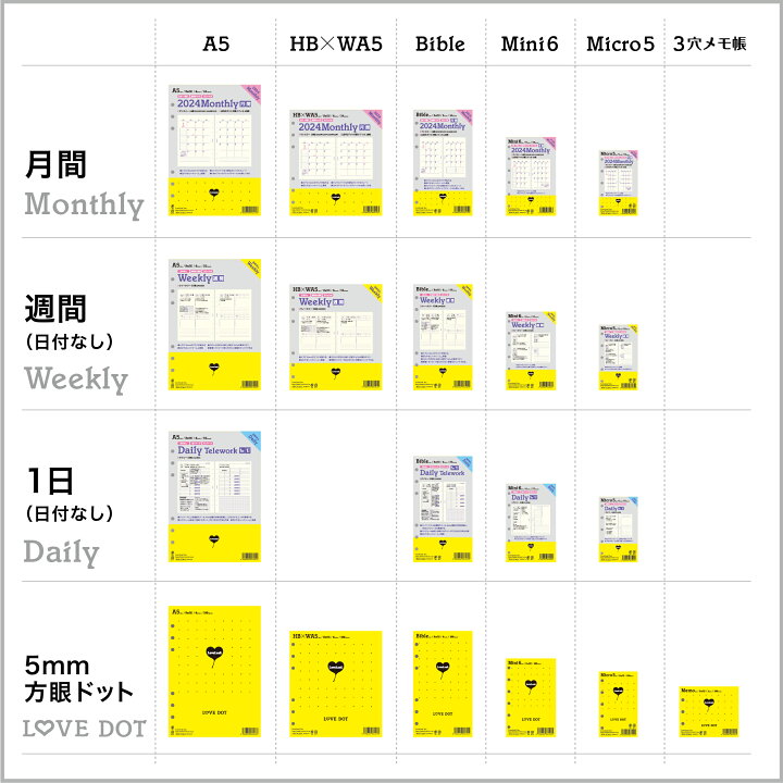 売れ筋アイテムラン 日付無し Sdbb003 ブロック式 バイブルサイズ 見開き１週間 システム手帳リフィル
