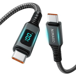 NIMASO USB C Type C �P�[�u�� �y100W/5A PD�Ή� LED�o�̓X�N���[���\���z�}���[�d �^�C�vc USB Cto USB C �P�[�u�� iPhone 16�A15�V���[�Y�A MacBook Pro�AiPad Pro�AGalaxy S23/S22, Pixel ��type c�@��Ή� (2M)DCA24F1315