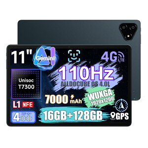 �^�u���b�g 11�C���` Android15 Wi-Fi 4G LTE�Ή� 16GB������ 128GB�X�g���[�W 1TB�g�� WUXGA IPS�t�� 110Hz�Ή� WidevineL1 ��F�� GPS �d�q�R���p�X 7000mAh PD�[�d�Ή�