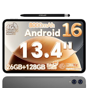 TECLAST T65 �^�u���b�g 13.4�C���` Android16 120Hz�Ή� 26GB������ 128GB 2TB�g�� 4G LTE SIM�t���[ Widevine L1�Ή� Wi-Fi GPS Bluetooth 5.0 8000mAh ���� �^�u���b�g