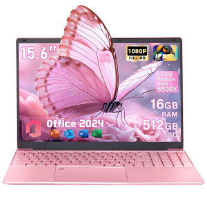 2026�ŐV�m�[�g�p�\�R�� Office 2024 ���� �v���C���X�g�[�� Windows 11 Pro/Inter Pentium Gold 6500Y�i�ő�3.4GHz�j16GB������ 512GB����SSD 15.6�C���`FHD IPS ���^�y�� �É��݌v �e���L�[�t��/WEB�J����/USB3.0/Mini HDM