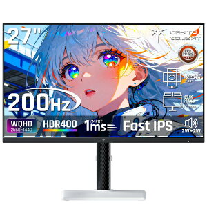 27�C���` WQHD(2560×1440) 200Hz�Q�[�~���O���j�^�[ / FAST IPS�p�l�� / 1ms (MPRT) / HDR400 / 99%sRGB / 97 DCI-P3 / 450cd/m2 / 2*2W �X�s�[�J�[/Adaptive Sync�Ή�/���������E �c��] �H��s�v/VESA�Ή� H27T6