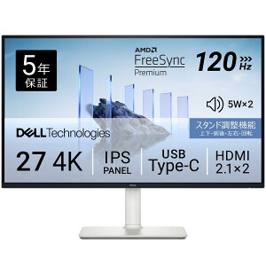 Dell S2725QC-A 27�C���` 4K ���j�^�[(4K/IPS�����/USB Type-Cx1,HDMIx2/sRGB 99%/4ms,120Hz/FreeSync Premium/HDR10/�����X�s�[�J�[/�c����],��������)