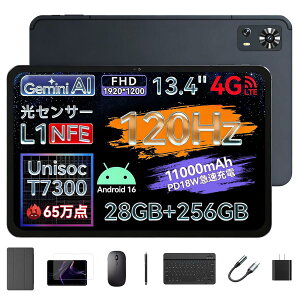 �y2026�V�o�� Android16 �^�u���b�g�Z�b�g�zZPad2 �^�u���b�g 13�C���` SIM�t���[ Unisoc T7300 AnTuTu�X�R�A65���_ 120Hz 1920x1200 FHD���� 28GB RAM+256GB ROM 11000mAh PD18W�}���[�d 4G LTE+WiFi+Widevine L1+��F��+Gemini AI