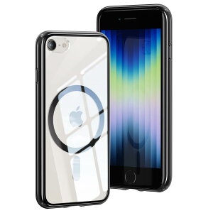 NIMASO iPhoneSE3/iPhoneSE2/8/7�p�P�[�X MagSafe�A�N�Z�T���[�Ή� ���ϖh�~ �ČRMIL�K�i ���^ �u���b�N