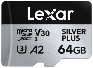 Lexar Silver Plus 64GB Micro SD�J�[�h �ő�205MB/s MicroSDXC UHS-I�t���b�V���������[�J�[�h �A�_�v�^�[�t�� C10 U3 A2 V30�Ή� �t��HD 4K UHD ����TF�J�[�h �h���[�� �A�N�V�����J���� �g�ь^�Q�[���@�Ή�