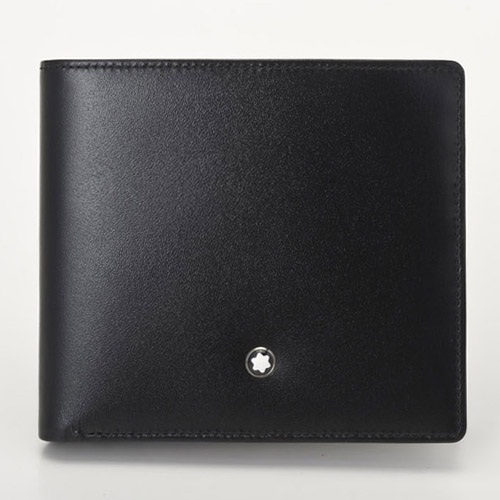 送料無料 MONTBLANC 未使用品 超人気高品質 モンブラン 財布 メンズ 7164 ブラック 二つ折り財布
