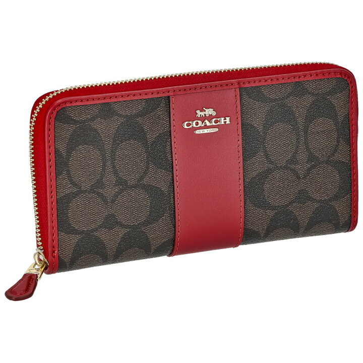完売カラー 新品 COACH コーチ 長財布 トゥルーレッド 赤色 ブラウン 