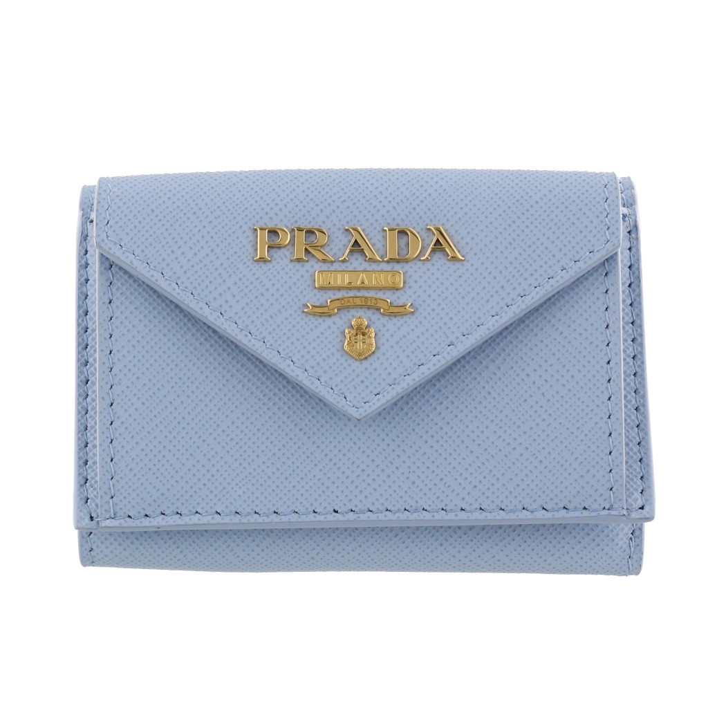 PRADA プラダ 三つ折り財布 レディース ブルー 1MH021 ZLP F02T0