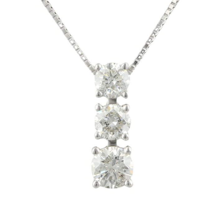 楽天市場】ネックレス プラチナ ダイヤモンド 1.00ct スリーストーン 