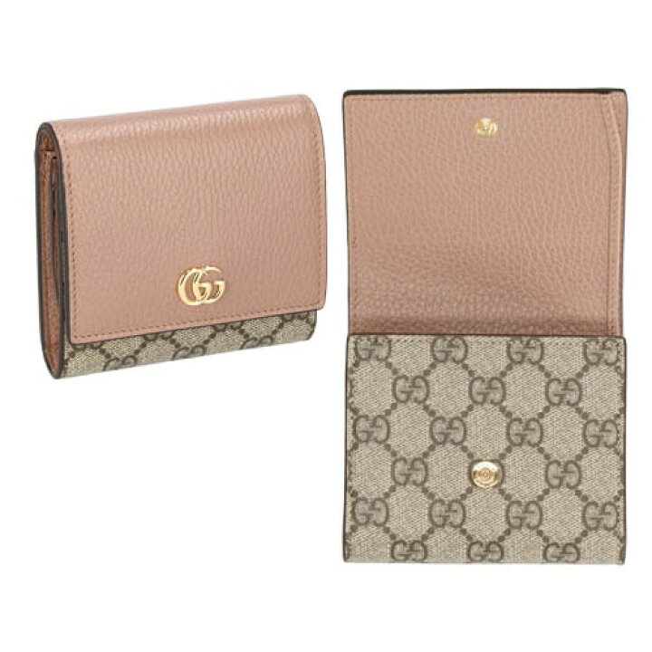 楽天市場】グッチ GUCCI 二つ折り財布 レディース GGマーモント ピンク 