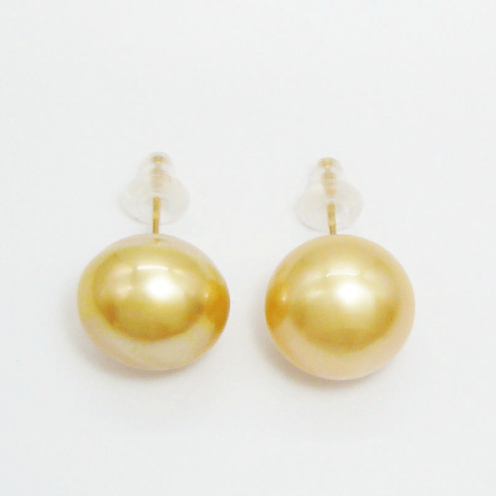 楽天市場】[送料無料]K18 南洋ゴールデンバロックパールピアス 10mm