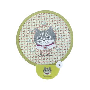 送料無料 ポータブル 猫柄折りたたみ くるりんうちわ パーラーすずらん堂 ポケットうちわ ケースから引き出しパンっと広がる 裏側シルバー加工で写真撮影時のレフ版にもなりUVカット効果