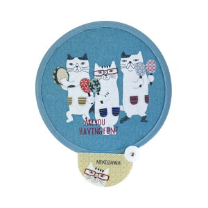 送料無料 ポータブル 猫柄 折りたたみ くるりんうちわ ネコまるけ マチルダ ねこぜがわ ポケットうちわ ケースから引き出しパンっと広がる 裏側シルバー加工 UVカット効果も!軽量コンパク