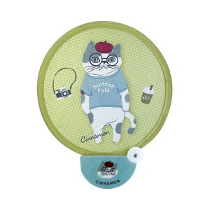 送料無料 ポータブル 犬猫柄 折りたたみ くるりんうちわ アニマル・モード シナモン パウロ ポケットうちわ ケースから引き出しパンっと広がる 裏側シルバー加工 UVカット効果も!軽量コン