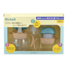 送料無料 リッチェル トライ マグセット 3つの飲み口とプラスチックボトルのセット ピンクオレンジ グリーン:恐竜柄 ストローの練習からコップ飲みへ 5カ月頃〜 恐竜柄 ストローレッスンマグ コップマグ 赤ちゃん 出産祝い Richell A倉庫 送料無料（一部除く）