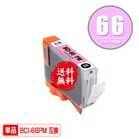 BCI-66PM フォトマゼンタ 単品 メール便 送料無料 キヤノン用 互換 インク インクカートリッジ (BCI66BK BCI66C BCI66M BCI66Y BCI66PC BCI66PM BCI66GY BCI66LGY PIXUS PRO-S1 PIXUSPRO S1 PROS)