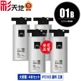IP01KB ブラック 顔料 大容量 お得な4個セット 宅配便 送料無料 エプソン用 互換 インク パック (IP01B IP01A IP01KA PX-S885R2 IP 01 PX-M885FR2 PX-M885FR1 PX-S885R1 PX-M884F PX-S884 PX-M885F PX-S885 PX-M884FC0 PX-S884C0 PXS885R2 PXM885FR2 PXM885FR1 PXS885R1)