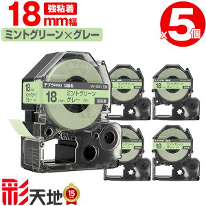 �L���O�W���p �e�v�� PRO�݊� 18mm SW18GH �~���g�O���[���e�[�v �O���[���� ���S�� 5�Z�b�g �������� KING JIM�p TEPRA PRO�݊� �J���[���x�� �݊��e�[�v ���x�� �e�[�v�J�[�g���b�W �e�v�� �݊� �L