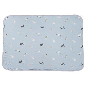 ひんやりブランケット 寝具 メニーキャット ブルー