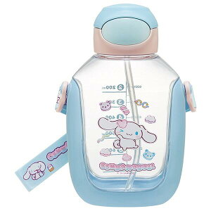 シナモロール 水筒 ストローボトル 530ml 透明 クリア ワンプッシュ マシュグミ 水筒 スケーター